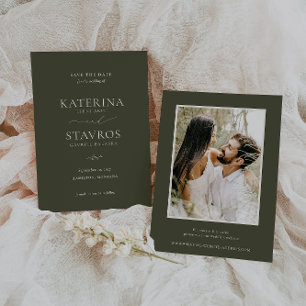 調和オリーブ結婚グリーン写真 セーブザデート