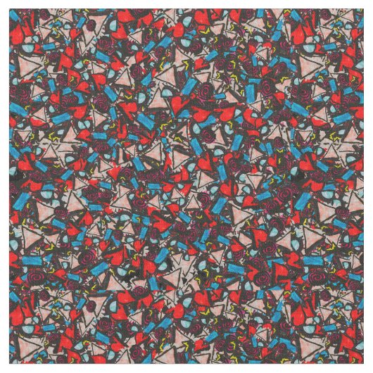 調和カオス鮮やか抽象デザイン ファブリック (クローズアップ)