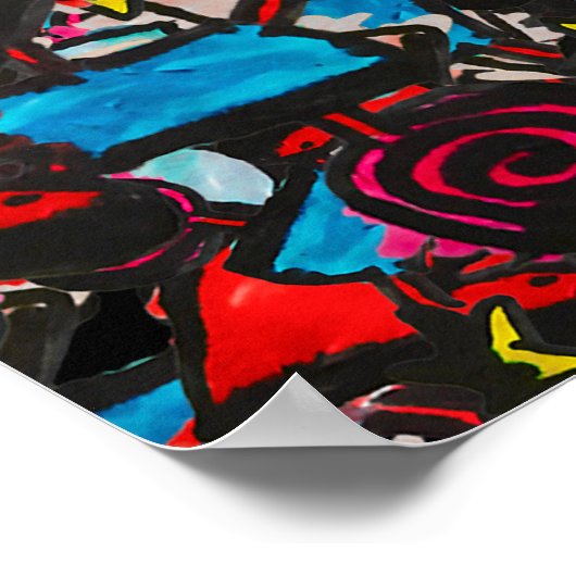 調和カオス鮮やか抽象デザイン ポスター (角)