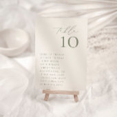 調和セージ緑のシーティングテーブル番号カード 招待状