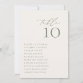 調和セージ緑のシーティングテーブル番号カード 招待状 (正面)