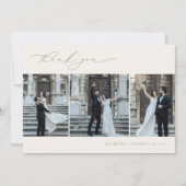 調和セージ緑ミニマリスト3写真結婚s サンキューカード (正面)