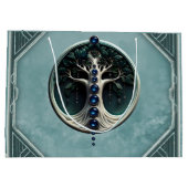 調和ティール（緑がかった色）、人生の神秘的な木。 ラージペーパーバッグ (裏面)