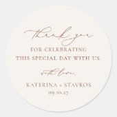 調和テラコッタミニマ結婚リストありがとう ラウンドシール (正面)