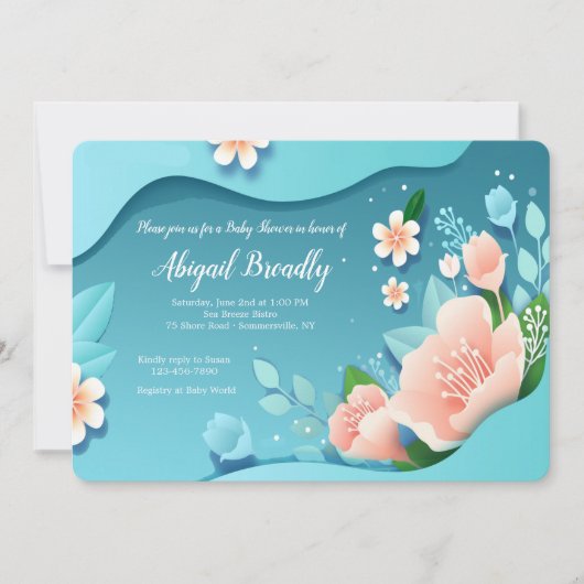 調和フローラベビーシャワー 招待状 (正面)