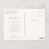 調和ベージュ結婚スクリプトの写真ありがとう ポストカード (裏面)