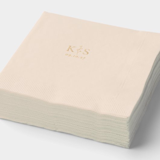 調和分岐モノグラム結婚ズ 箔ナプキン (詳細)