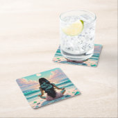 調和瞑想オンビーチ スクエアペーパーコースター (インサイチュ)