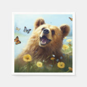 調和自然：クマと蝶 スタンダードカクテルナプキン (正面)