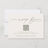調和 | オリーブグリーン結婚ミニマリストのQRコード 出欠カード (正面)