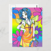 "調和"レインボーフラワーチャイルドフェアリー葉書 ポストカード (正面/裏面)