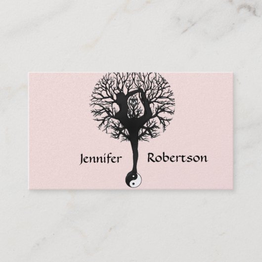 調和、平和およびバランスのヨガの木 名刺 (正面)