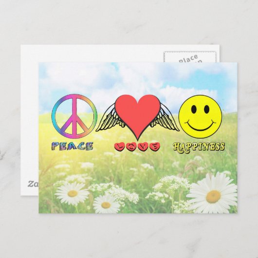 調和 – 平和と愛と幸福を願う！ ポストカード (正面/裏面)