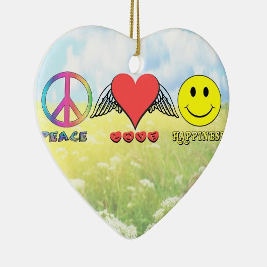 調和-平和、愛および幸福を望みます! セラミックオーナメント (右)