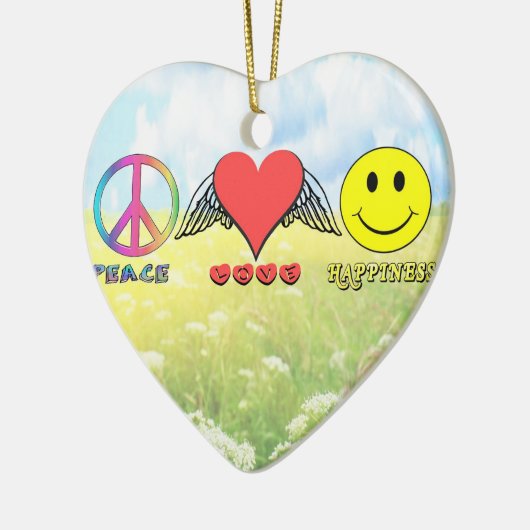 調和-平和、愛および幸福を望みます! セラミックオーナメント (左)