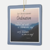 調整おめでとうの最初の記念日をパーソナライズ セラミックオーナメント (左)