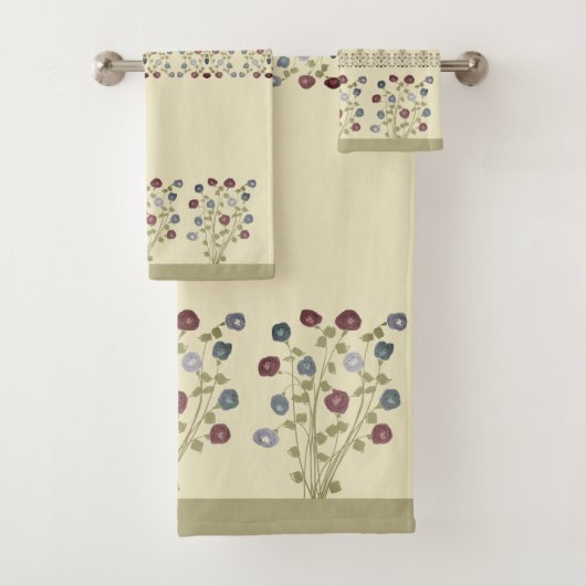 調整されたエレガントフローラアクセント バスタオルセット (インサイチュ)
