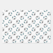 調整スポーツセットティール(緑がかった色)グレーサッカーボール ラッピングペーパーシート (正面3)