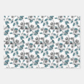 調整スポーツセットティール(緑がかった色)グレーサッカーボール ラッピングペーパーシート (正面)