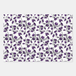 調整スポーツセットパープルホワイトサッカーボール ラッピングペーパーシート