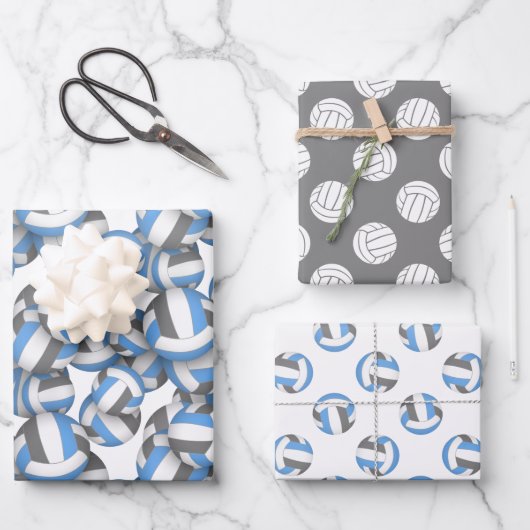調整チームカラー青いグレーバレーボール ラッピングペーパーシート (正面)
