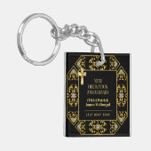 調整パーソナライズされた記念日ブラック金ゴールド キーホルダー (正面左)