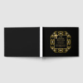調整パーソナライズされた記念日ブラック金ゴールド ゲストブック (全面)