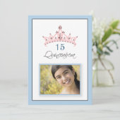 {調整中} ピンクの宝石付きティアラ 15歳の誕生日パーティー招待状 招待状 (スタンド正面)