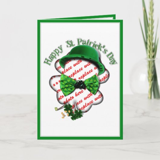 調整可能なタイ付きのセントパトリックデーのクローバーフレーム カード (正面)