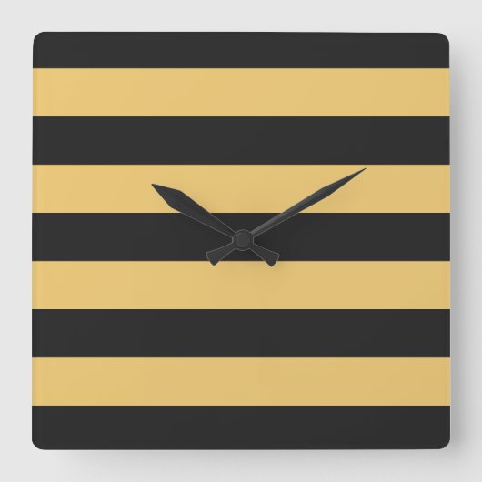 調整可能ストライプブラック スクエア壁時計 (正面)