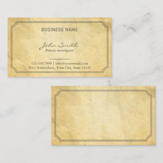 調査員ヴィンテージの古い紙テクスチャ 名刺 (正面/裏面)