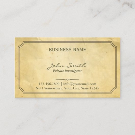 調査員ヴィンテージの古い紙テクスチャ 名刺 (正面)