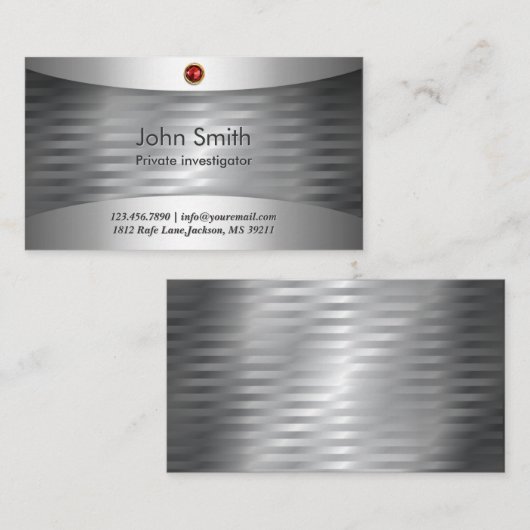 調査官の贅沢な鋼鉄金属は縞で飾ります 名刺 (正面/裏面)