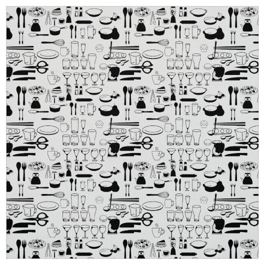 調理器具キッチン白黒 ファブリック (見本)