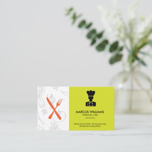 調理器具料理シェフ | レストランのオーナー 名刺 (スタンド正面)