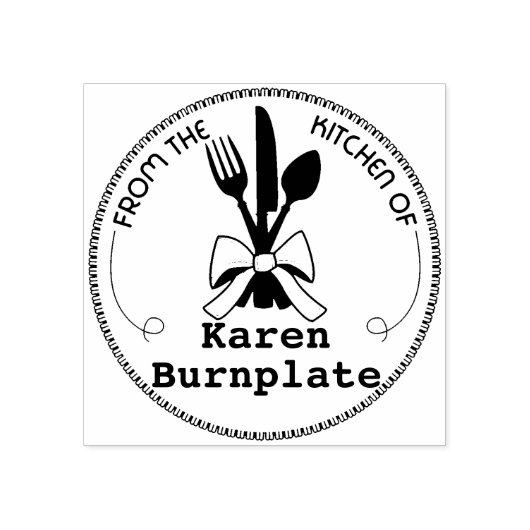 調理場食べ物で調理器具が料理に頭を下げる ラバースタンプ (インプリント)