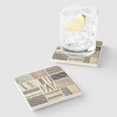 調理師からのポリネシアの樹皮布のパターン ストーンコースター (横)