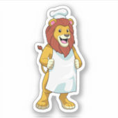 調理師としてのライオンとシェフハット&料理エプロン シール (正面)