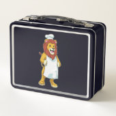 調理師としてのライオンとシェフハット&料理エプロン メタルランチボックス (裏面)