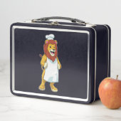 調理師としてのライオンとシェフハット&料理エプロン メタルランチボックス (インサイチュ)