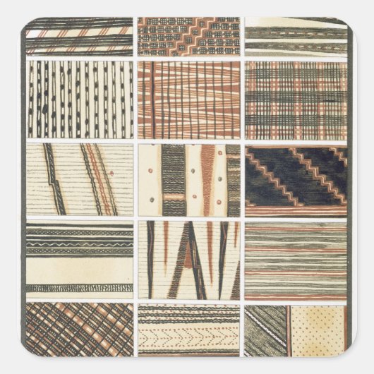 調理師のポリネシアのタパのパターン スクエアシール (正面)