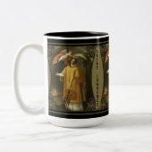調理師のローマの守護聖人のSt.ローレンス ツートーンマグカップ (左)