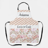 調理師の桃の色の女性用エプロン エプロン (正面)