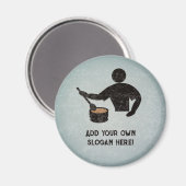 調理師はポットを攪拌 – 金属の外観、スローガンを追加 マグネット (正面/裏面)