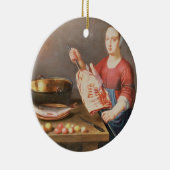 調理師を持つ肉そして魚の静物画 セラミックオーナメント (右)