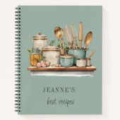 調理師カスタムのテーブルシェフベイカーレシピテンプレート ノートブック (正面)