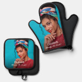 調理師カスタムのパーソナライズ準備完了 鍋つかみ&鍋敷きセット (正面/裏面)