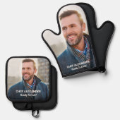 調理師カスタムのパーソナライズOven Mittにフォトレディ 鍋つかみ&鍋敷きセット (正面/裏面)