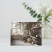 調理師キッチンシーンデジタルアート ポストカード (スタンド正面)
