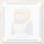 調理師キャットグラス飲料コースター+文字 ガラスコースター (裏面)